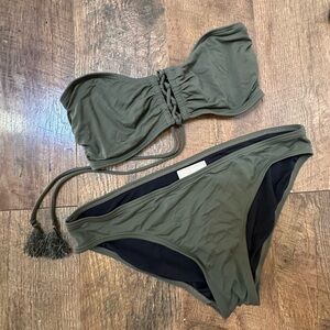 Michael Kors Olive Bandeau Bikini Set - Strapless Top & Classic Bottom